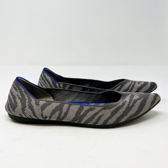 Rothy's The Point Grey Zebra Stripe Size 6 Slip On Ballet Flats - Picture 4 of 8